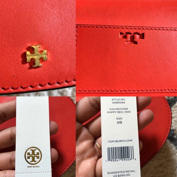 Auth Tory Burch Poppy Red Mini Saddles Crossbody - Picture 7 of 8